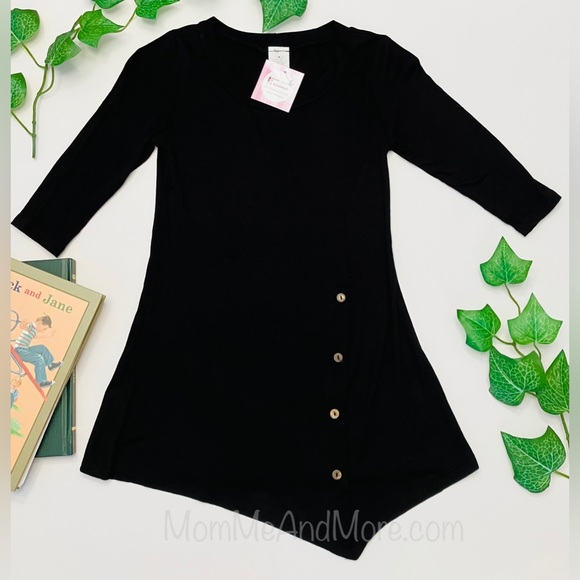 S/M/L/XL NEW Girls High-Low Black Boutique Dress or Long Tunic Top - Picture 6 of 7